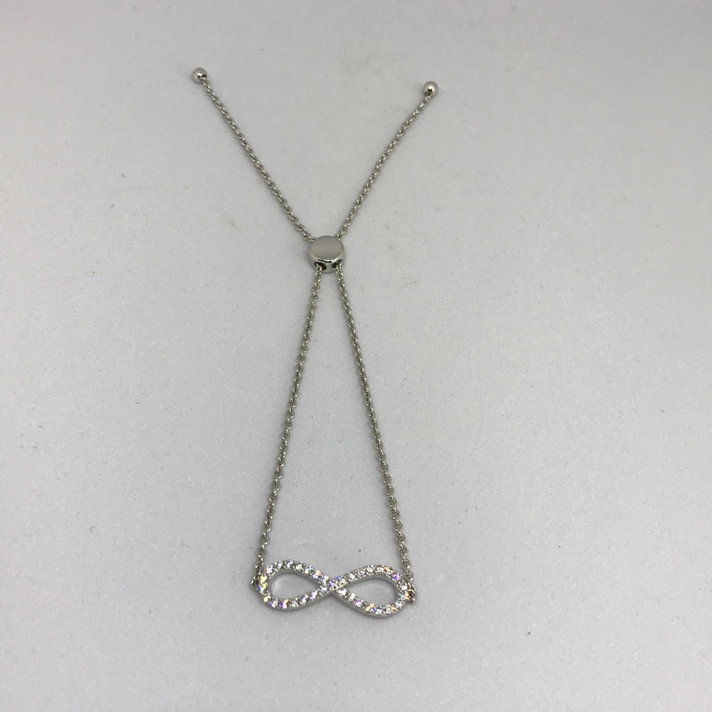 Silver Rhinestone Adjustable Infinity Friendship Bracelet - Symbol of Forever
